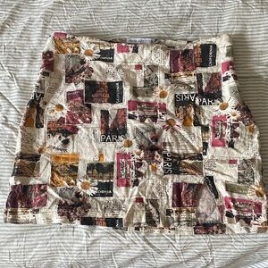 Urban Outfitters Beige and Burgundy Patchwork Skirt